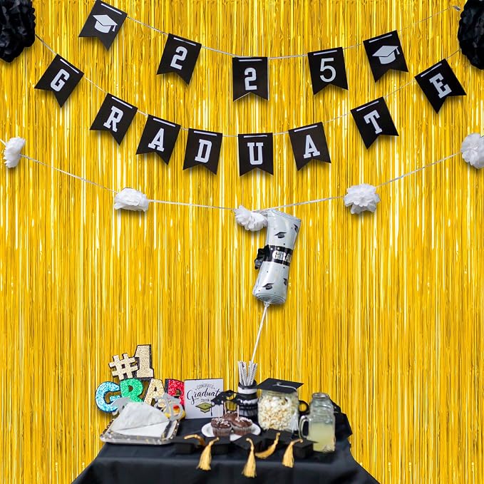 8 Pack 2026 Graduation Party Decorations, 3.28 FT x 7.05 FT Gold Backdrop - Image 5