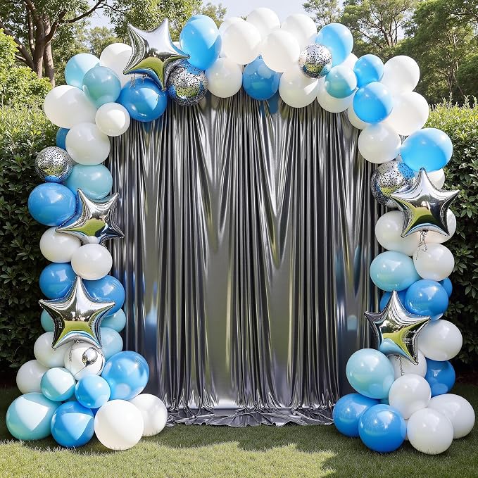 gogoparti 20x10FT Charcoal Silver Sequin Backdrop Curtain - Image 3