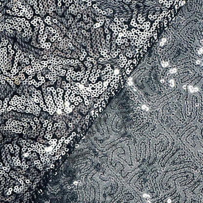 Sugargirl Black Silver Sequin Backdrop Curtain 2 Panels 2FTx8FT Glitter Black - Image 4
