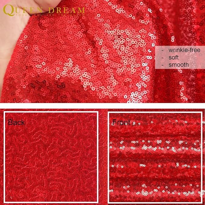 8ft x 8ft Red Sequin Backdrop Curtain Sparkle Photo Backdrop | Glitter Photo - Image 5