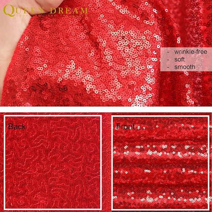 Red Sequin Backdrop Curtain 7ft x 7ft Background Drapes | Glitter Background - Image 7