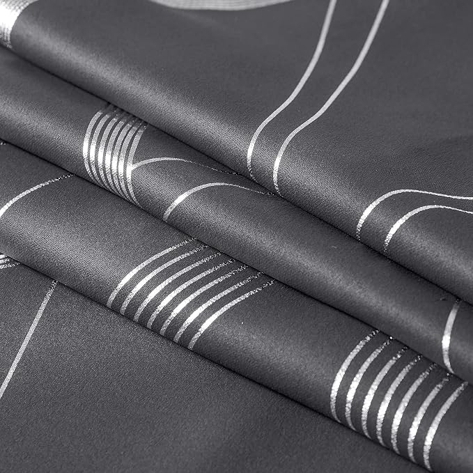 NICETOWN Grey Blackout Striped Pattern Curtains - Image 8