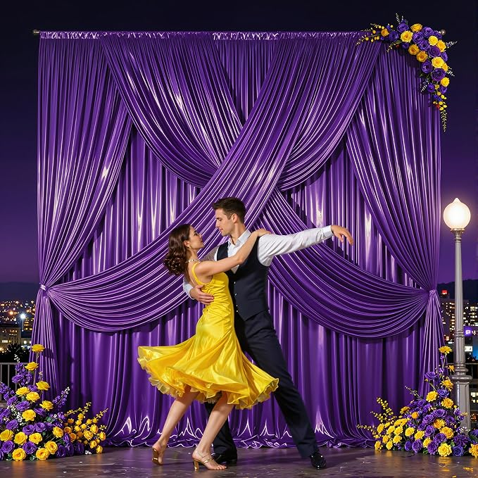 40x10ft Purple Glitter Backdrop Curtain - Image 6