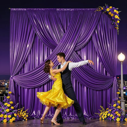 40x10ft Purple Glitter Backdrop Curtain - Image 6