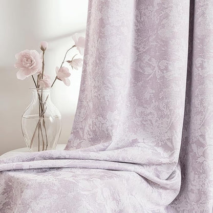 Beauoop Purple Floral Jacquard Blackout Curtains Bedroom 52x108 2 Panels | - Image 7