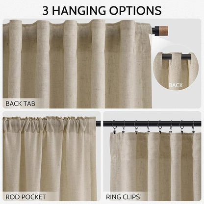 Eggshell Beige Linen Curtains 132 Inch Length - Image 2