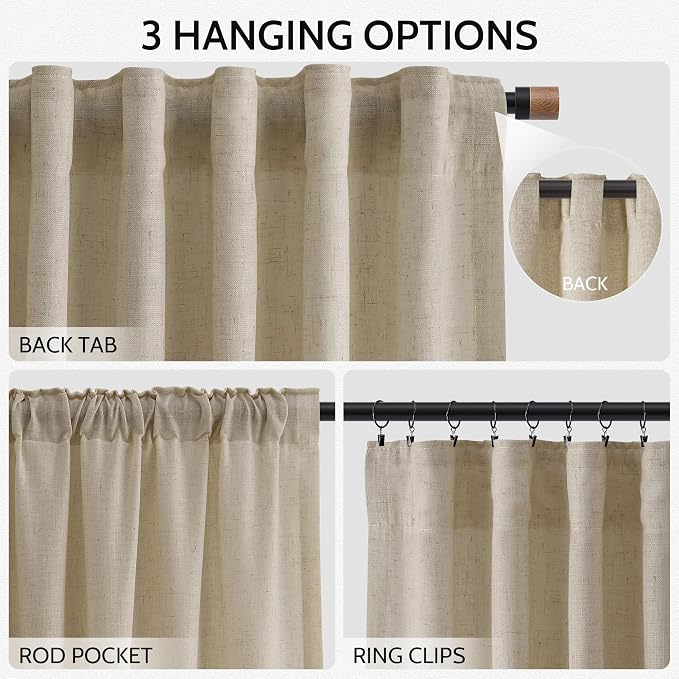 Eggshell Beige Curtains 63 Inch Length - Image 2