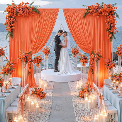 10 ft x 10 ft Wrinkle Free Orange Backdrop Curtain by Outpain