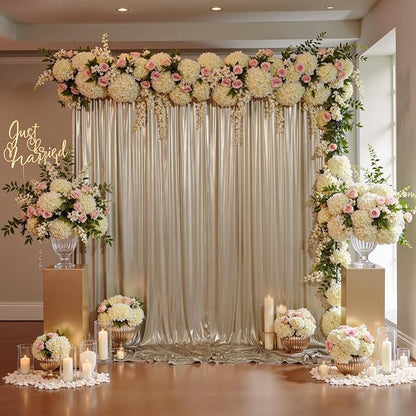 20x10ft Thick Champagne Glitter Backdrop Curtain Panels - Image 2