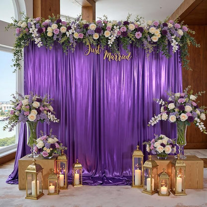 20x10ft Thick Purple Glitter Backdrop Curtain Panels - Image 5