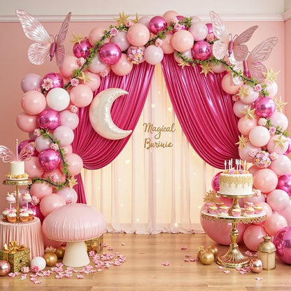 20x10ft Thick Hot Pink Glitter Backdrop Curtain Panels - Image 7