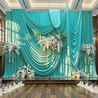 10x12 ft Turquoise Backdrop Curtains - Image 5