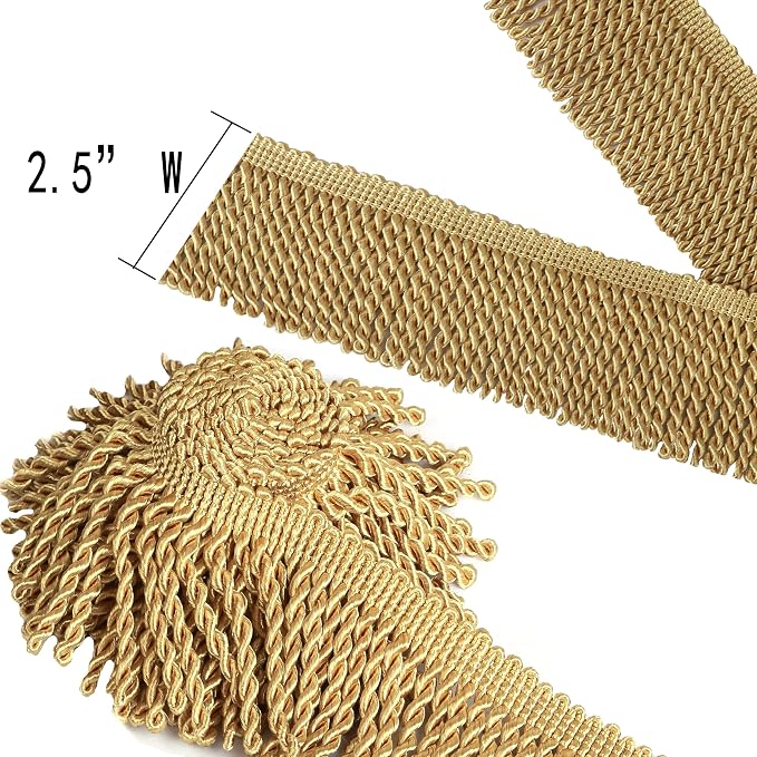 BEL AVENIR Bullion Fringe Trim Curtain Fringes 10 Yard x 2.5 Inches Sewing | - Image 4