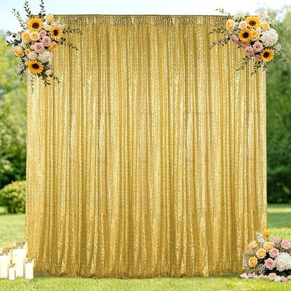 Hahuho Gold Sequin Backdrop Curtain, Party Decoration（1 Panels, 4FT x 8FT by Hahuho