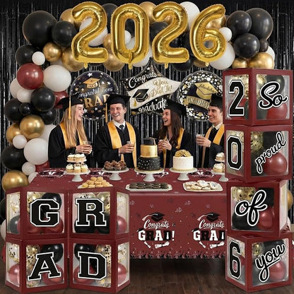 Black and Maroon Graduation Decorations Class of 2026 - Image 2