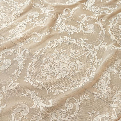 Deeprove Beige Lace Curtains 63 inches Length 2 Panels Set Sheer Boho Florals - Image 5