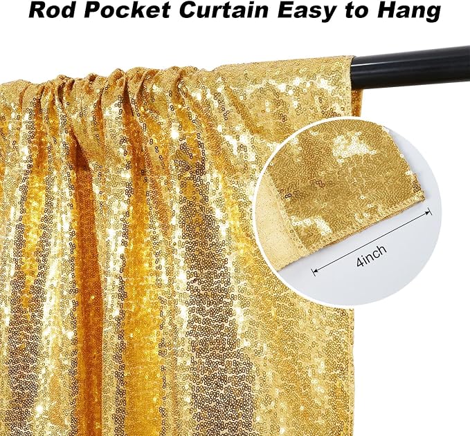 Gold Sequin Backdrop 10FTx10FT NO See-Through Photobooth Backdrop Curtains - Image 3