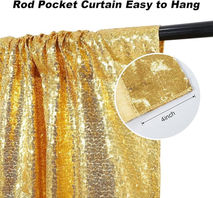 Gold Sequin Backdrop 10FTx10FT NO See-Through Photobooth Backdrop Curtains - Image 3