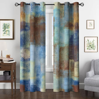 Asuexpect Abstract Curtains 2 Panels Abstract Rust Curtain Room Darkening - Image 6