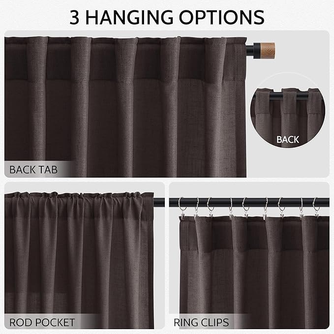 Cocoa Coffee Linen Curtains 72 Inch Long - Image 3