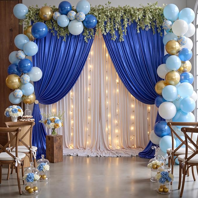 10x10ft Thick Royal Blue Glitter Backdrop Curtain Panels - Image 5