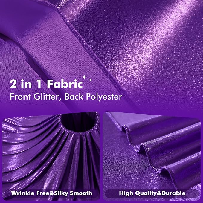 50x10ft Shimmer Purple Sequin Backdrop Curtain - Image 3