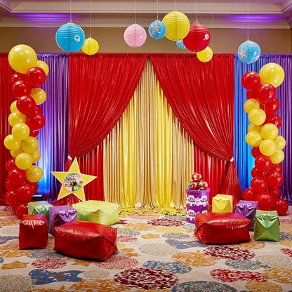 10x10ft Thick Red Glitter Backdrop Curtain Panels - Image 8