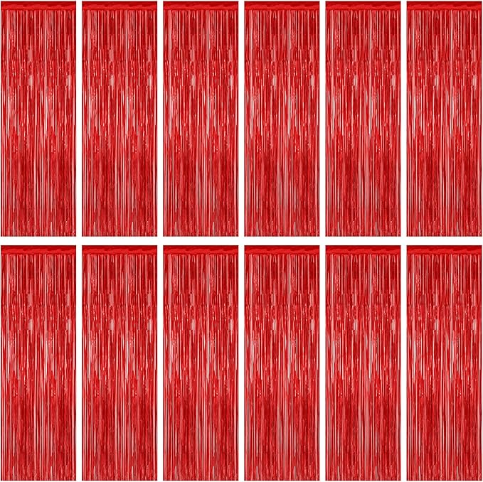 ZATAYE 12 Pack Red Valentines Christmas Foil Curtain Streamer Decorations | Red by ZATAYE