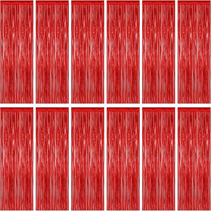 ZATAYE 12 Pack Red Valentines Christmas Foil Curtain Streamer Decorations | Red by ZATAYE