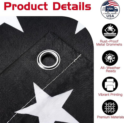 Custom Black and White American US Flag - Image 4
