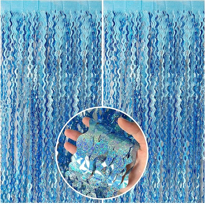 Tinsel Foil Fringe Curtains Wavy Backdrop by BOMSI