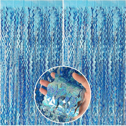 Tinsel Foil Fringe Curtains Wavy Backdrop by BOMSI
