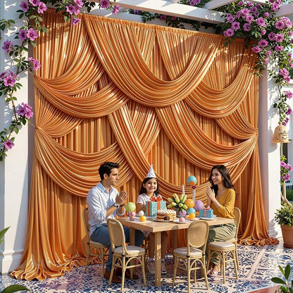 20x10ft Rust Orange Glitter Backdrop Curtain - Image 6