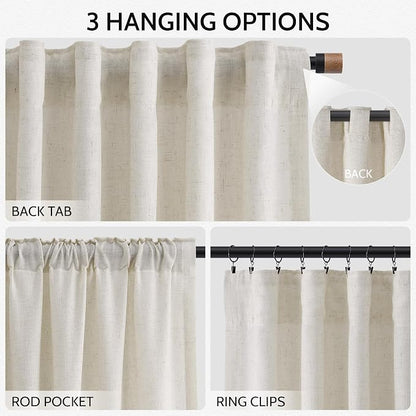 Mousse White Linen Curtains 84 Inches Long - Image 2