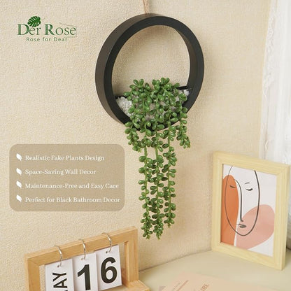 Der Rose 2 Pack 16" Artificial Hanging Plants in Black Pots - Image 4