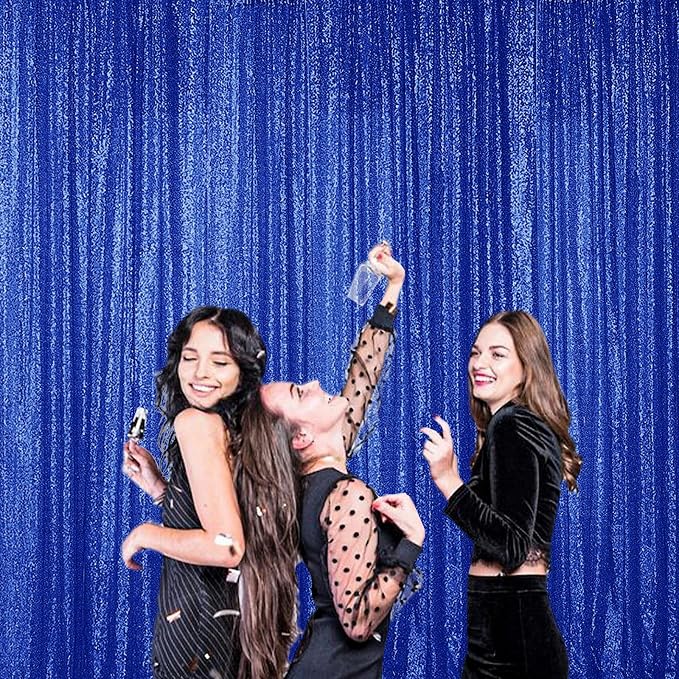 Sugargirl Royal Blue Sequin Backdrop Curtain 10FTx10FT Glitter Royal Blue - Image 4