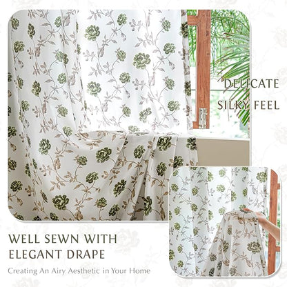 Beauoop Floral Sheer Curtains 72 Inches Long 2 Panels - Image 4