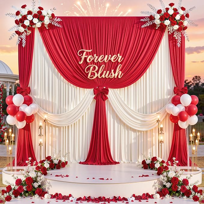Outpain 20 ft x 8 ft Red Backdrop Curtain Panels, 4 Panels 5 ft x 8 ft Wrinkle - Image 6