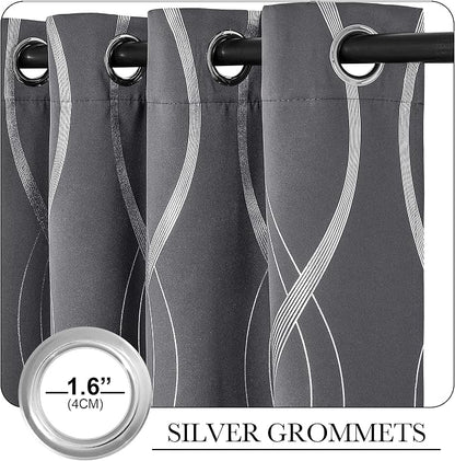 NICETOWN Small Blackout Grey Cafe Curtain Panels - Image 3