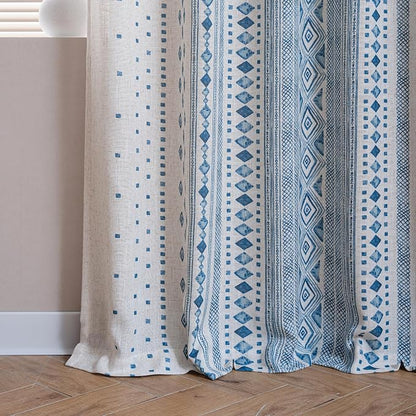 MYSKY HOME Boho Curtains Semi Sheer Linen Blended Curtains 95 Inches Long - Image 4