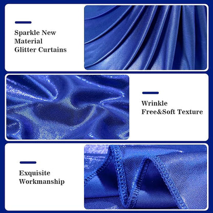 10x10ft Thick Royal Blue Glitter Backdrop Curtain Panels - Image 3