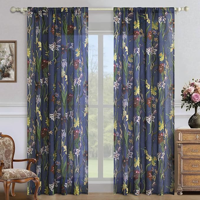 Schweek Floral Curtains 63 Inches Length 2 Panels by Schweek