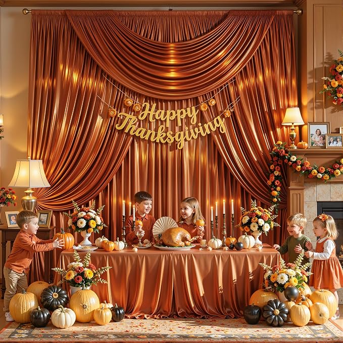 10x10 ft Terracotta Glitter Backdrop Curtain - Image 7