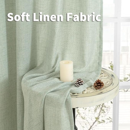 YoungsTex Sage Green Linen Curtains 68 Inch Length - Image 7