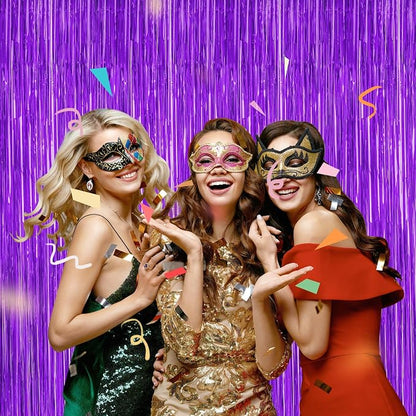 ZATAYE 2 Pack Purple Foil Curtain Streamer Decorations | Purple, Metallic Foil - Image 5