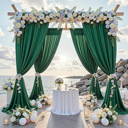 10 ft x 8 ft Wrinkle Free Hunter Green Backdrop Curtain - Image 2