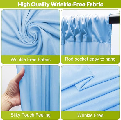 Blue Backdrop Curtain for Wedding Parties Backdrop Drapes 10x8FT | Wrinkle Free - Image 3