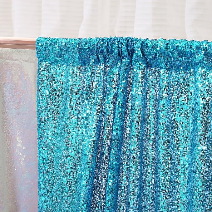 Poise3EHome 6FT x 8FT Turquoise Sequin Photography Backdrop Curtain - Image 4