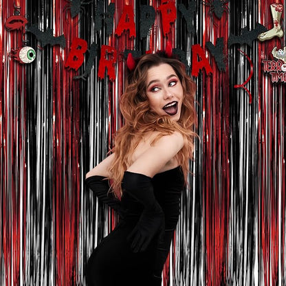 Black Red Party Streamers Backdrop - Image 6