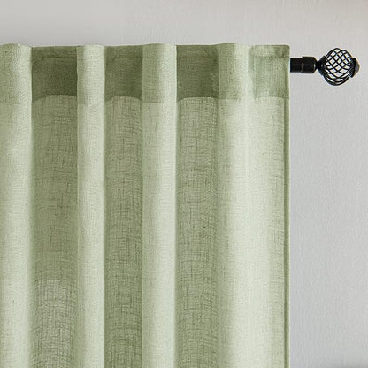 MIULEE Sage Green Kitchen Curtains 24 Inches Length 2 Panels Farmhouse | Soft - Image 4